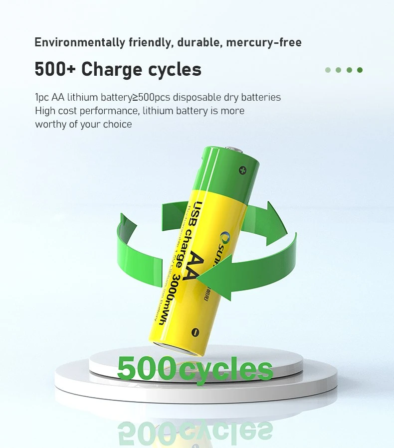 AA 五号 可充电电池 3000mWh 1.5V 产品实物图